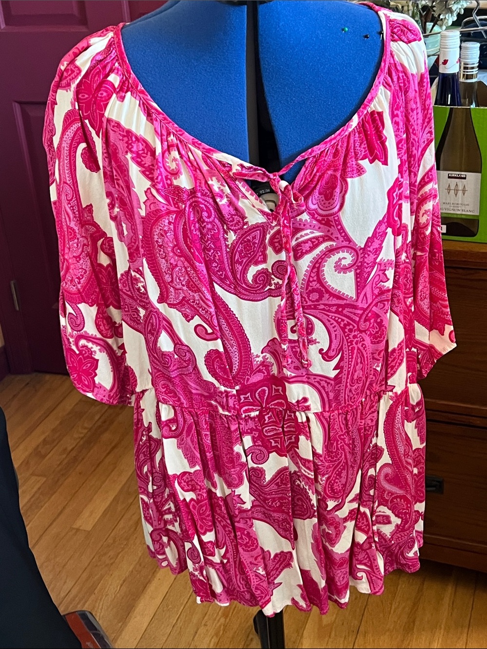 Karen Kane Hot Pink Paisley Peasant Tunic